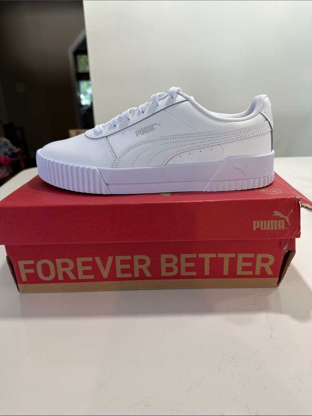 NIB Puma White Low-Top Platform Carina L Sneaker US 10
